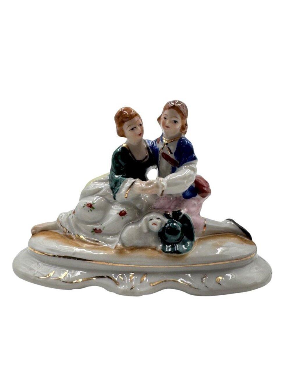 Vintage Porcelain Figurine 18th-Century Couple Hand-Painted Occupied Japan